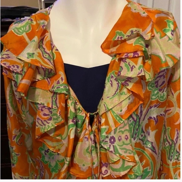 Ralph Lauren Tops - Ralph Lauren Multicolored  Silk Blouse Sz L